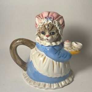Heritage Mint Ltd Collectibles Cat Decorative Teapot Figurine Blue Pink Dress